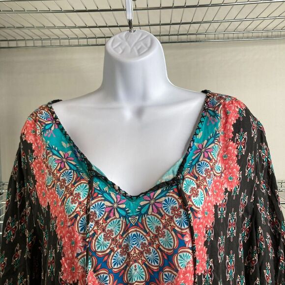 Tolani Collection Women's Flowy‎ Boho Multicolor Soft Indian Cotton Dress Size L - Picture 8 of 13